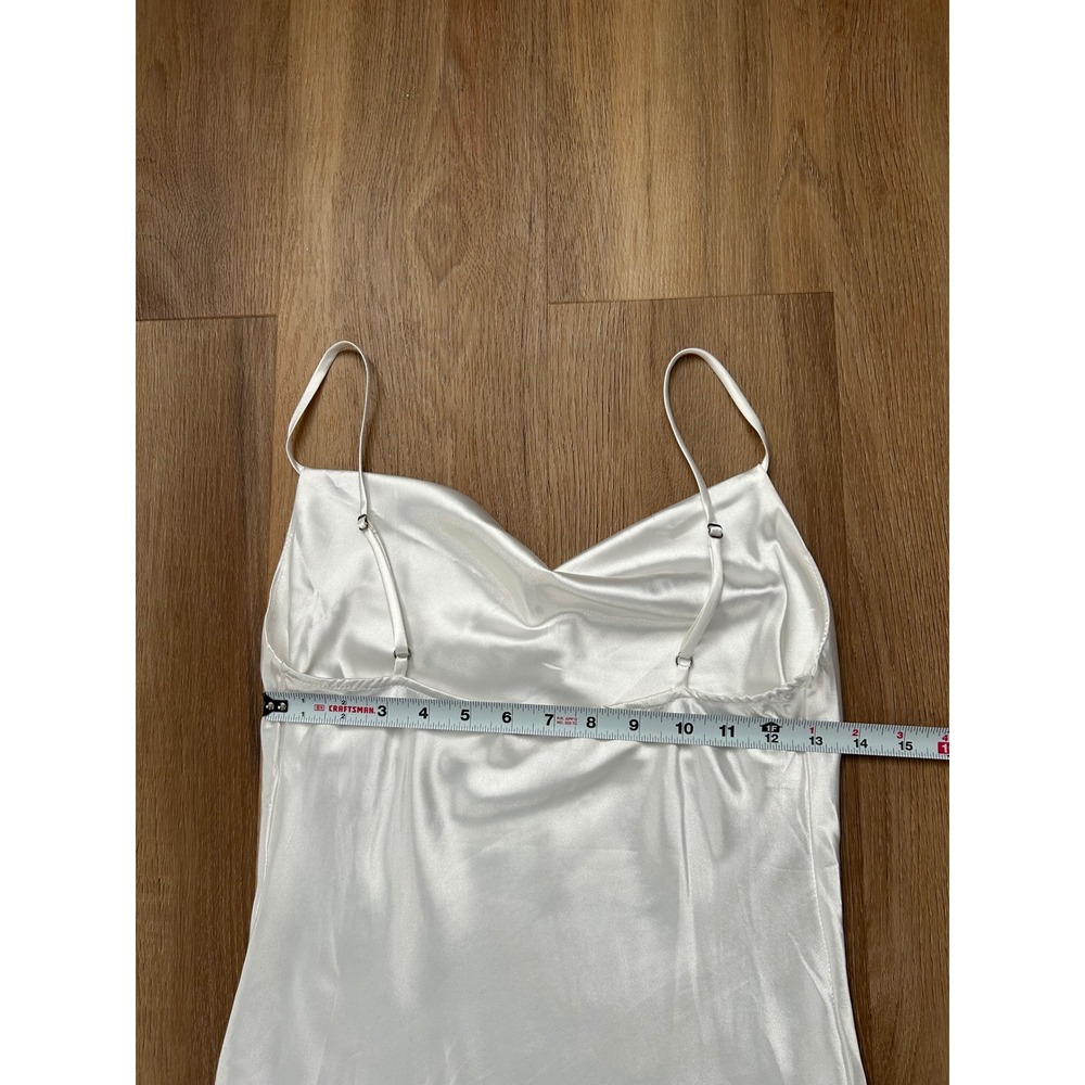 Vtg white slip dress asymmetrical midi maxi silky dress bride wedding S - Picture 6 of 6